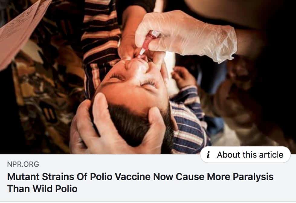 NPR – Polio Vaccine Causing More Paralysis Than Wild Polio