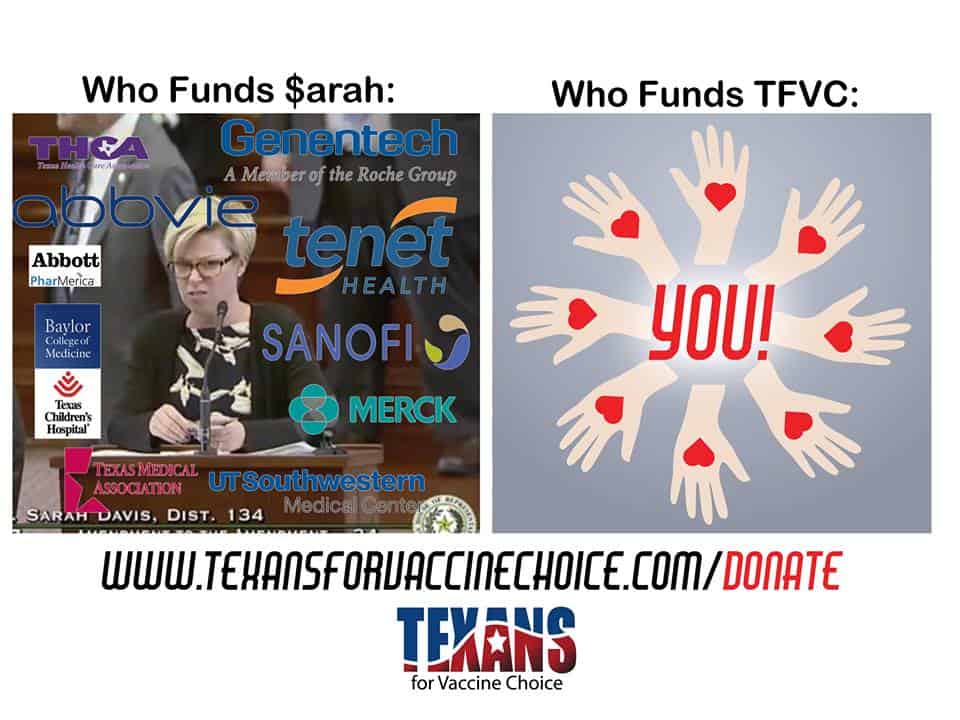 Tyranny Tuesday – Rep. Sarah Davis Sponsored by Big Pharma