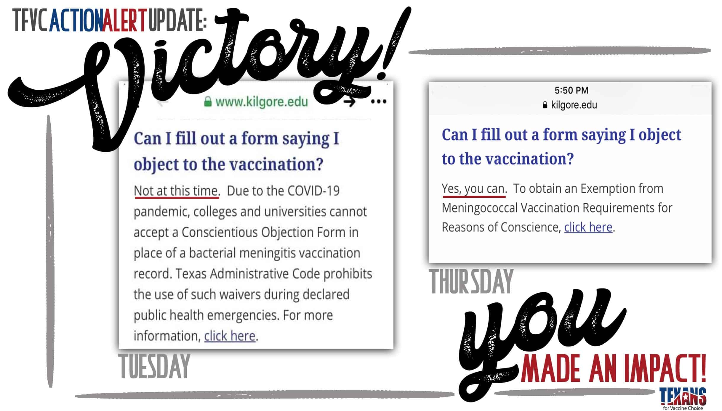 ONE SMALL VICTORY IN THE WAR FOR OUR EXEMPTIONS!