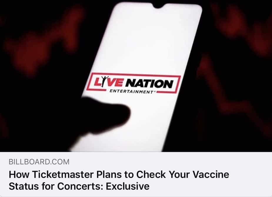 Ticketmaster to Require C0VID Vaccine for Ticket Purchases
